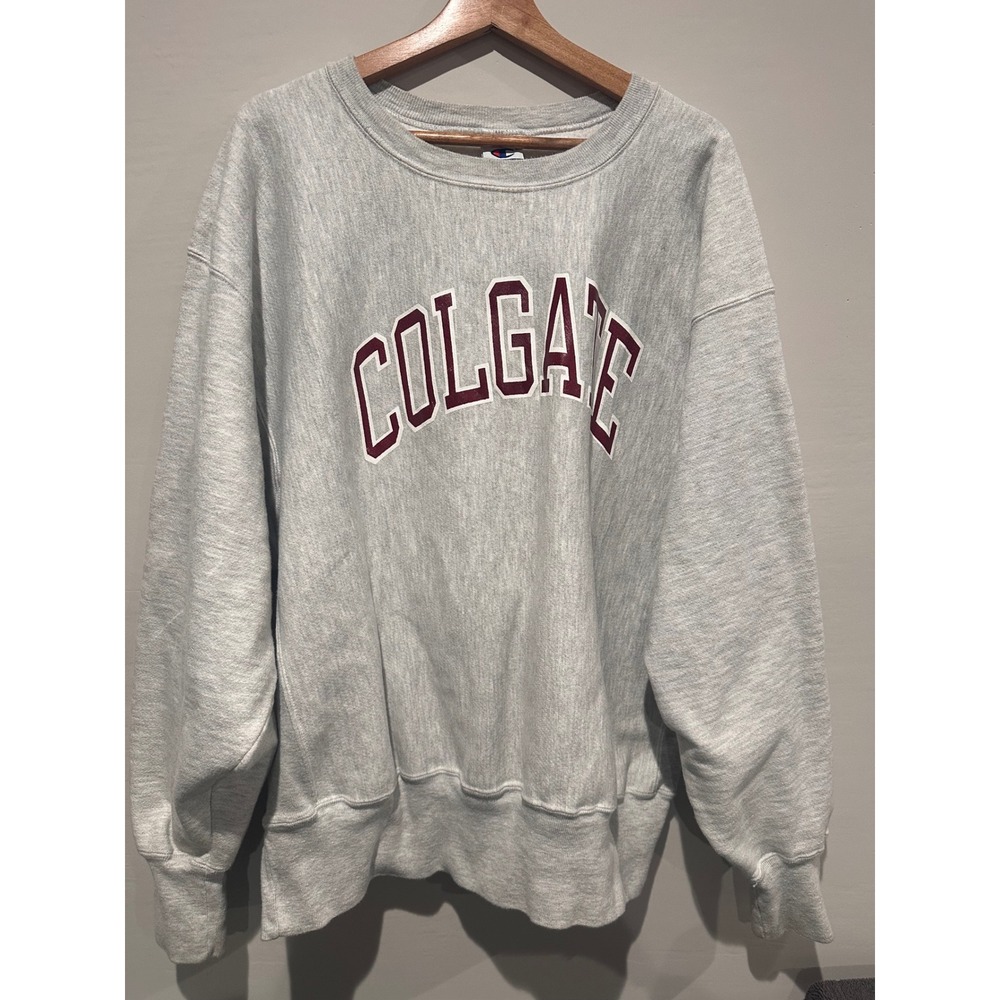 Vintage Champion Colgate Sweatshirt XL Gray Maroon College Crewneck